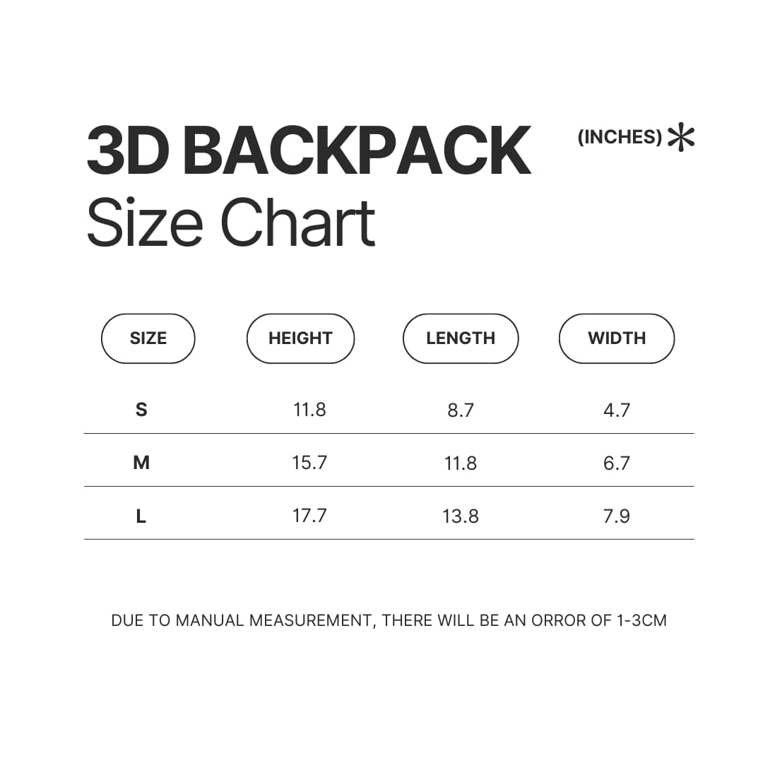 3D Backpack Size Chart - Frieren Merch