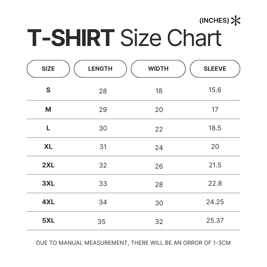 T shirt Size Chart - Frieren Merch