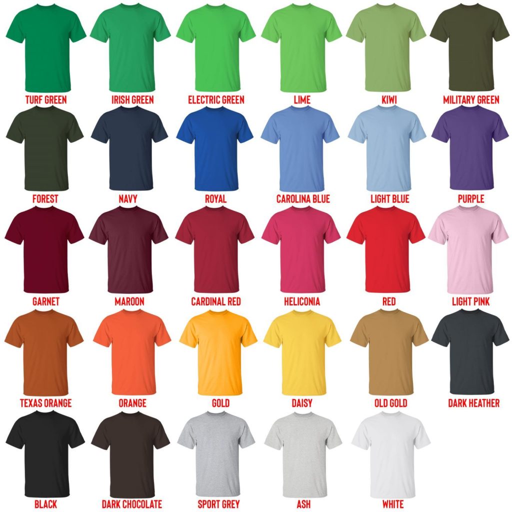t shirt color chart 1 - Frieren Merch