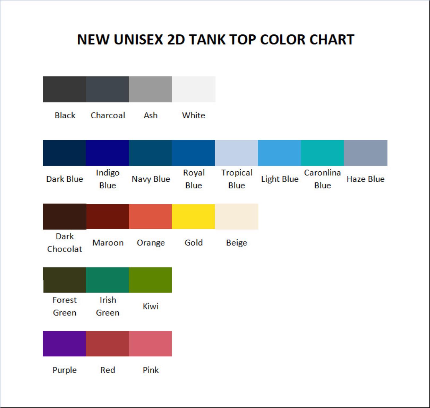 tank top color chart - Frieren Merch